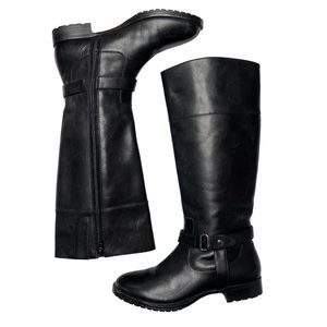 LAUREN RALPH LAUREN Boots Saniya Leather Tall Riding Black Size 6.5B